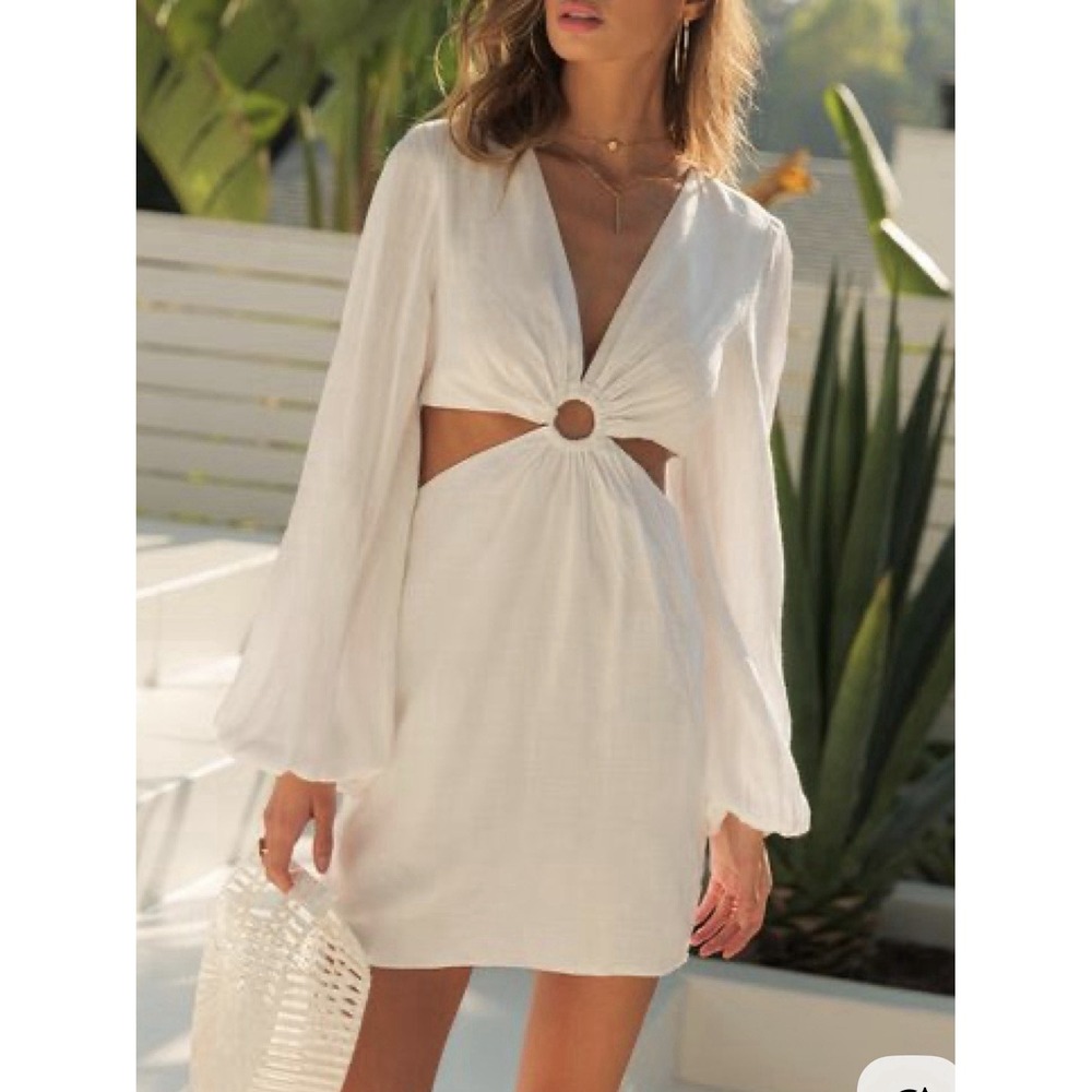 Runaway The Label Sandra Mini Dress White Cutout Mini Dress Resort Beach S